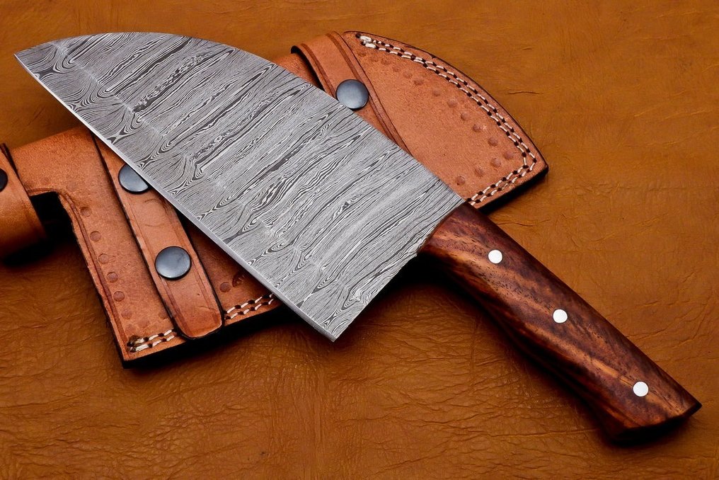 Chef Knife - 厨刀 - Kitchen knife set -  厨师刀 - 山羊皮, 蔷薇木 - 北美 - 手工塞尔维亚菜刀 #2.1