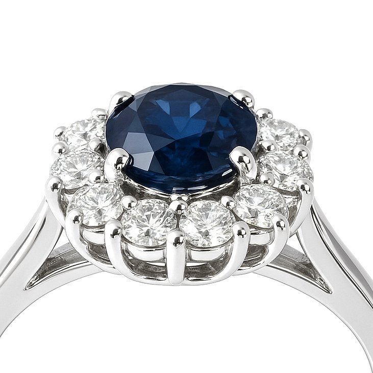 Δαχτυλίδι - 18 καράτια Λευκός χρυσός - 1.05ct. tw. Ζαφείρι - Διαμάντι #4.3