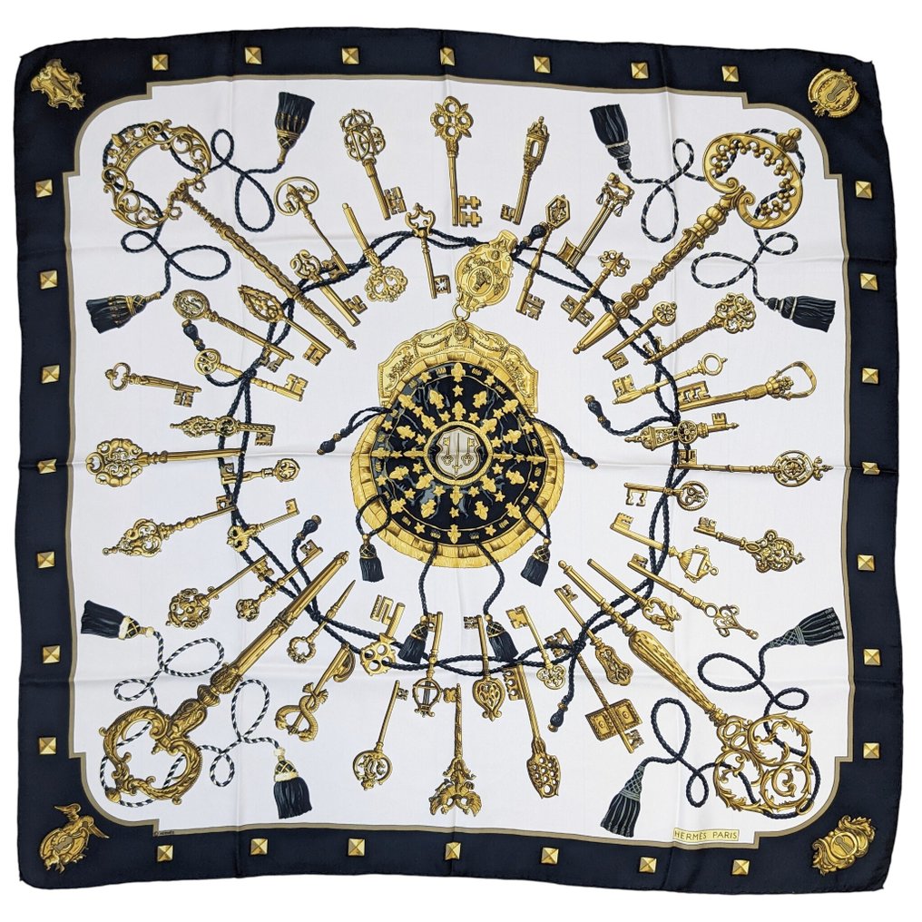 Hermès - "LES CLES" SILK Carre 90 - Sciarpa #1.0