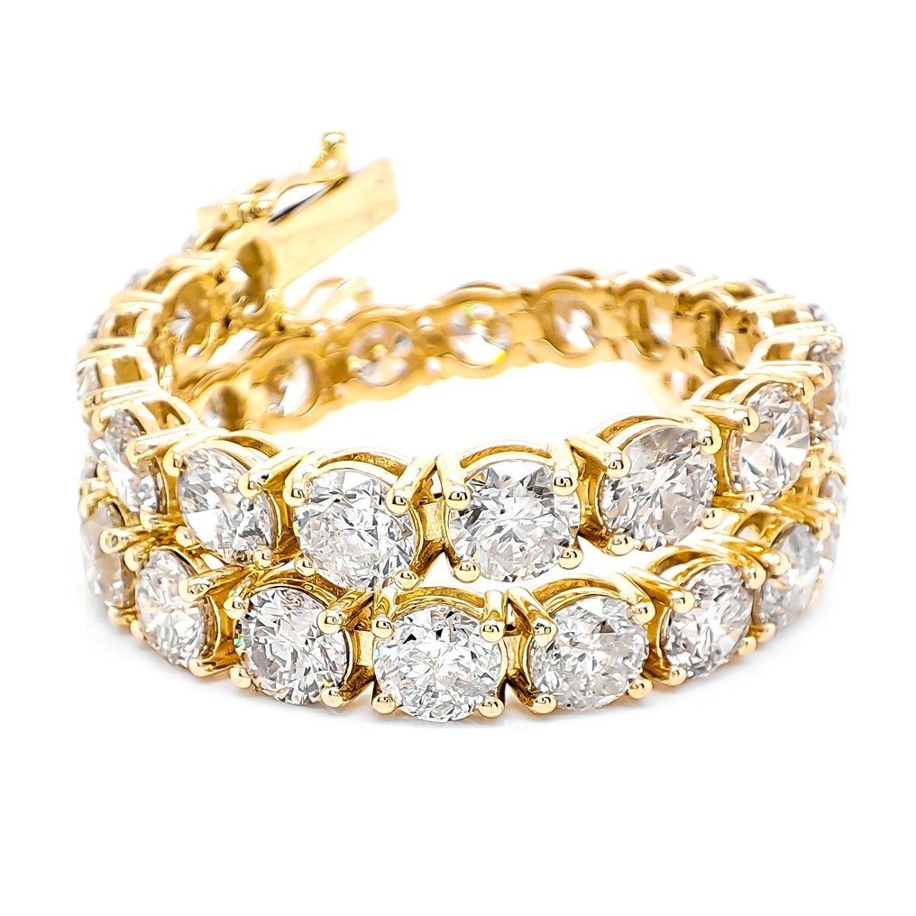 手鈪 - 14 克拉 黃金 -  17.55ct. tw. 鉆石 (天然) #1.0