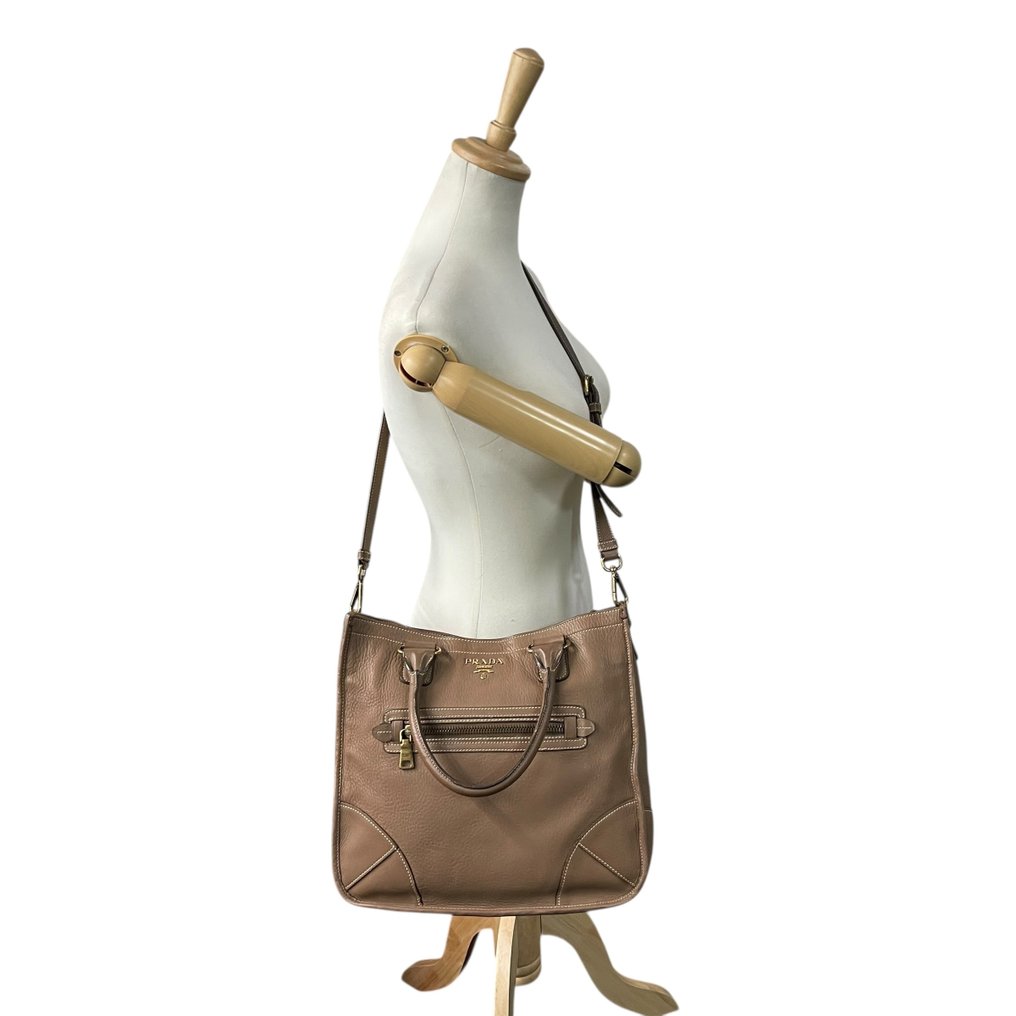 Prada - Vitello Daino Leather 2Way Tote Bag with Shoulder Strap - Sac fourre-tout #4.3