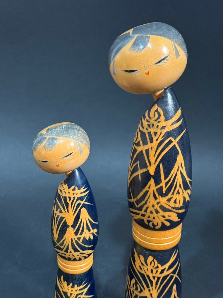 Saito Suigai (佐藤翆崕) - Statuetta - Pair of kokeshi dolls  (2) - Legno #2.1