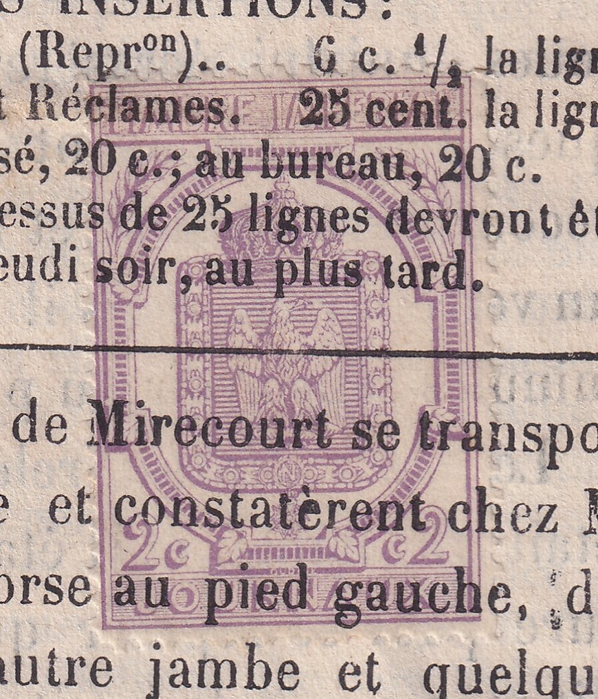 Franța 1868/1869 - Sunet superb pentru ziare, inclusiv pentru journal. #3.2