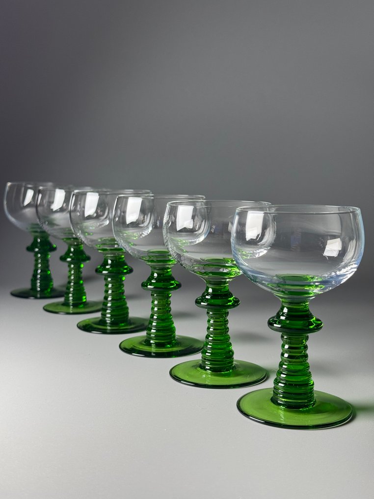 Verrière Doyen - Drinking set for 6 (6) - ART DECO - Uranium glass - Ouraline #3.2