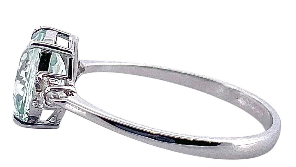 χωρίς τιμή ασφαλείας - Δαχτυλίδι - 18 καράτια Λευκός χρυσός Ακουαμαρίνης - Διαμάντι #4.3