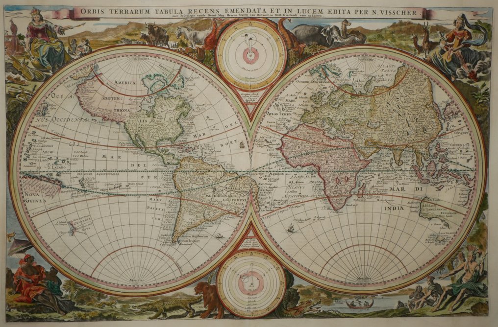 Wereld - monde; Nicolaas Visscher - Orbis Terrarum Tabula .. - 1663 #1.0