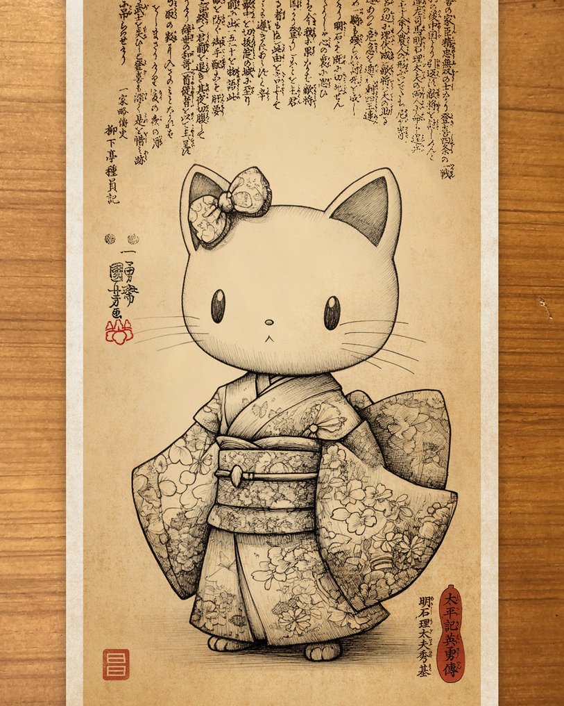 Kodo88 Giclée - Hello Kitty: Harmony in Ukiyo-e 浮世えの調和 – Limited Edition (6/10) – Hand Signed #1.0