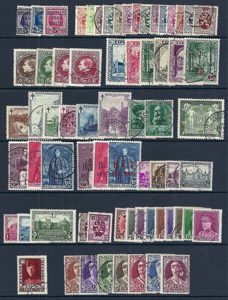 比利時 1929/1931 - 完整的，1929-1931年期间没有块，但有块印章。 - OBP/COB 273/332 #1.0