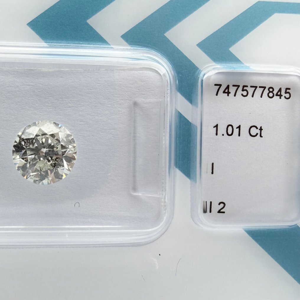 没有保留价 - 1 pcs 钻石 (天然) - 1.01 ct - 圆形 - I - I2 内含二级 - 国际宝石研究院(IGI) #1.0