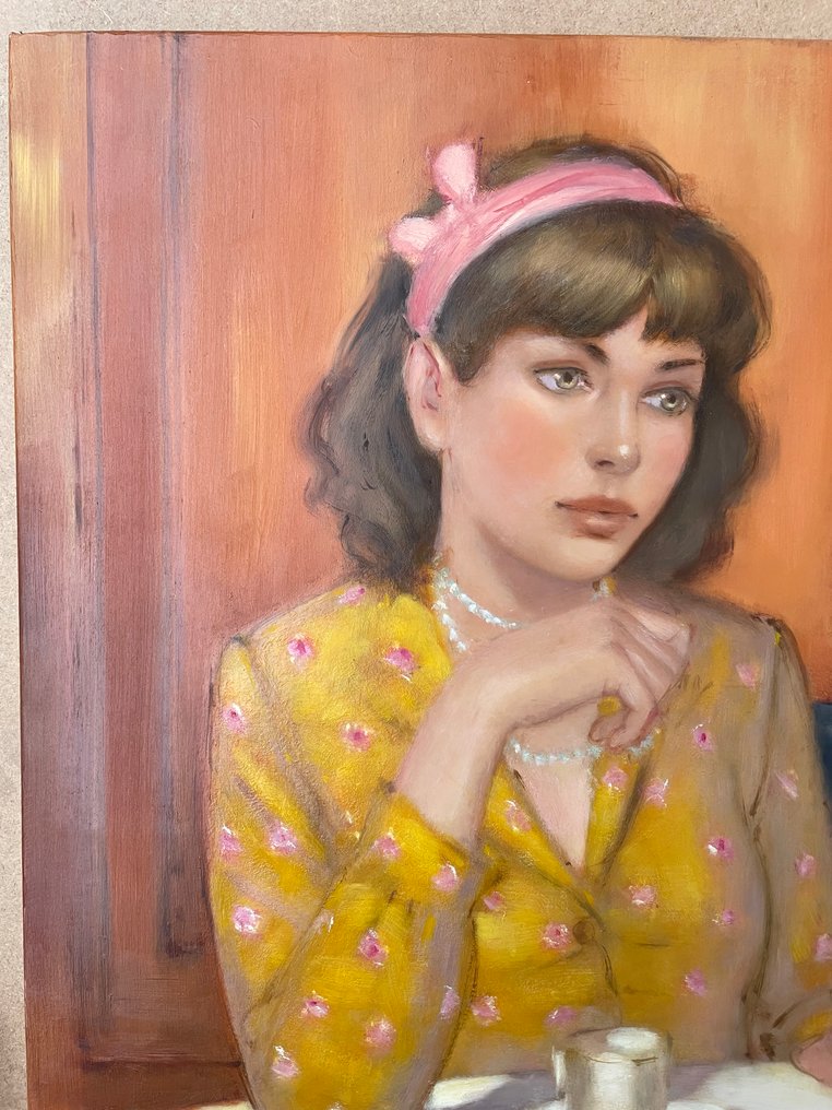 Yves Ganne (1931-2019) - Portrait de femme attablée (Vendu sans prix de reserve) #2.1