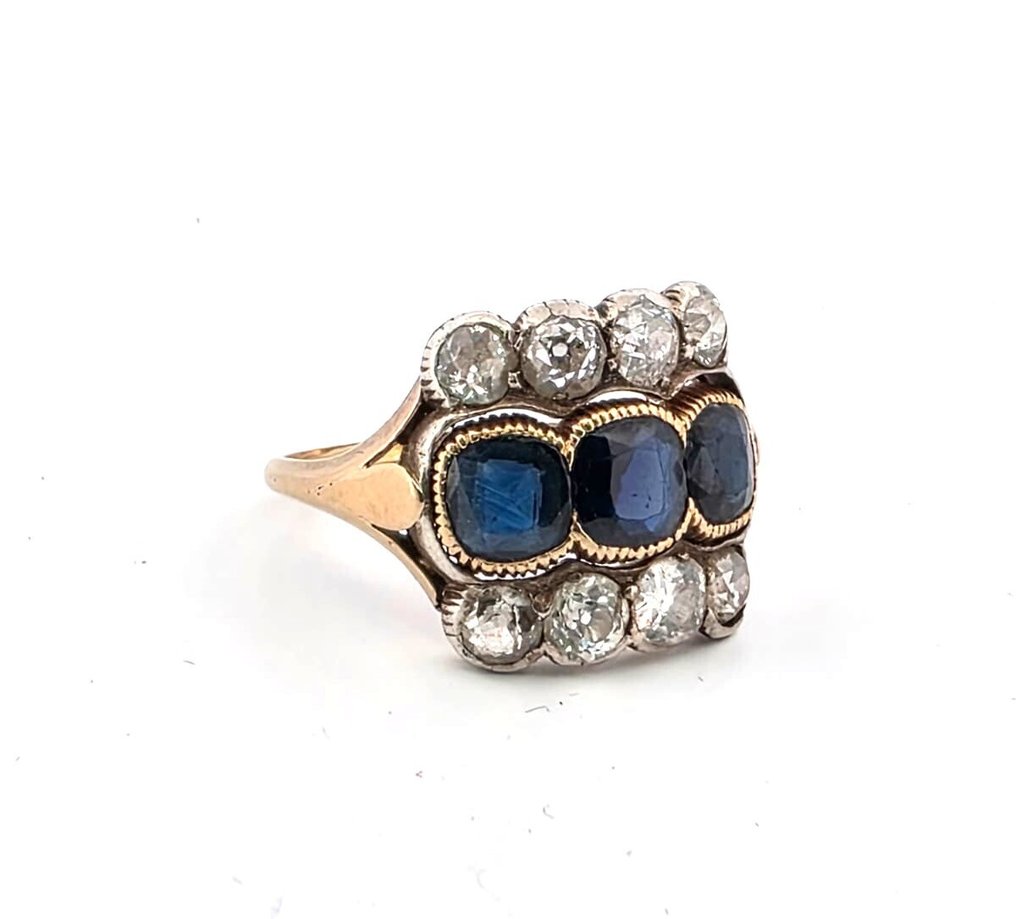 Δαχτυλίδι - 18 καράτια Κίτρινο χρυσό Ζαφείρι - Διαμάντι #2.1