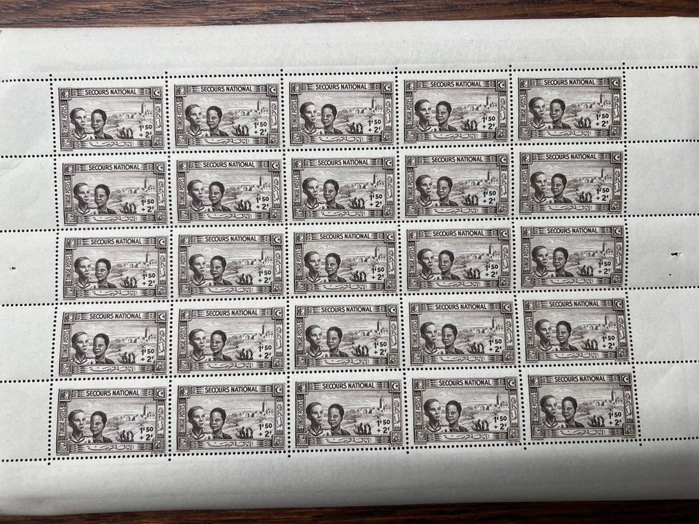 Tunisia 1942 - Secours National - the complete series in sheets of 25 copies - new** - value = 225 euros - Yvert n°245 à 248 #4.3