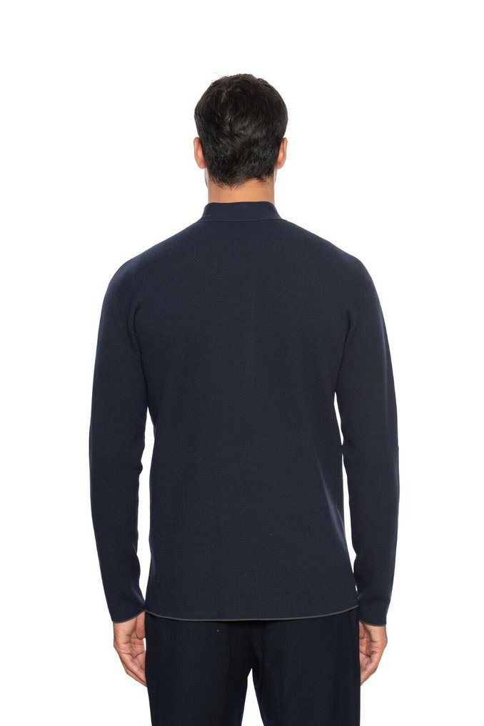 GIORGIO ARMANI RRP 1150€ Sweater Perforated Viscose Mock Neck Blue - 48 IT - Sweter - Nowe z metkami #4.3