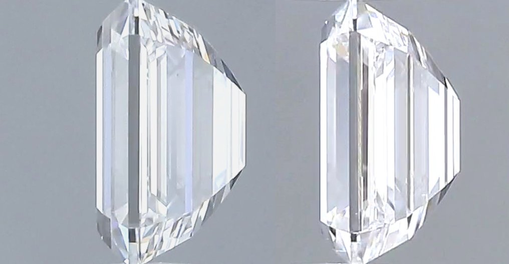 No reserve price - 2 pcs Diamond  (Natural)  - 1.00 ct - Emerald - D (colourless) - IF - Gemological Institute of America (GIA) - *Matching Pair* #1.0