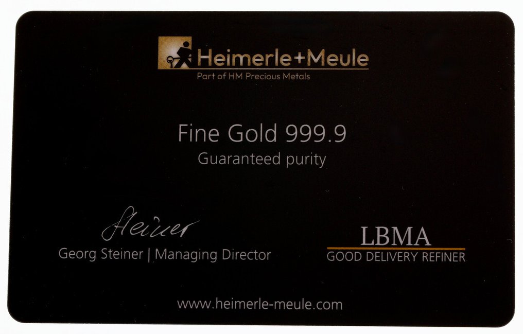 1/100 Ounce - Gold .999 - Heimerle + Meule, Germany - With certificate  (No reserve price) #1.0