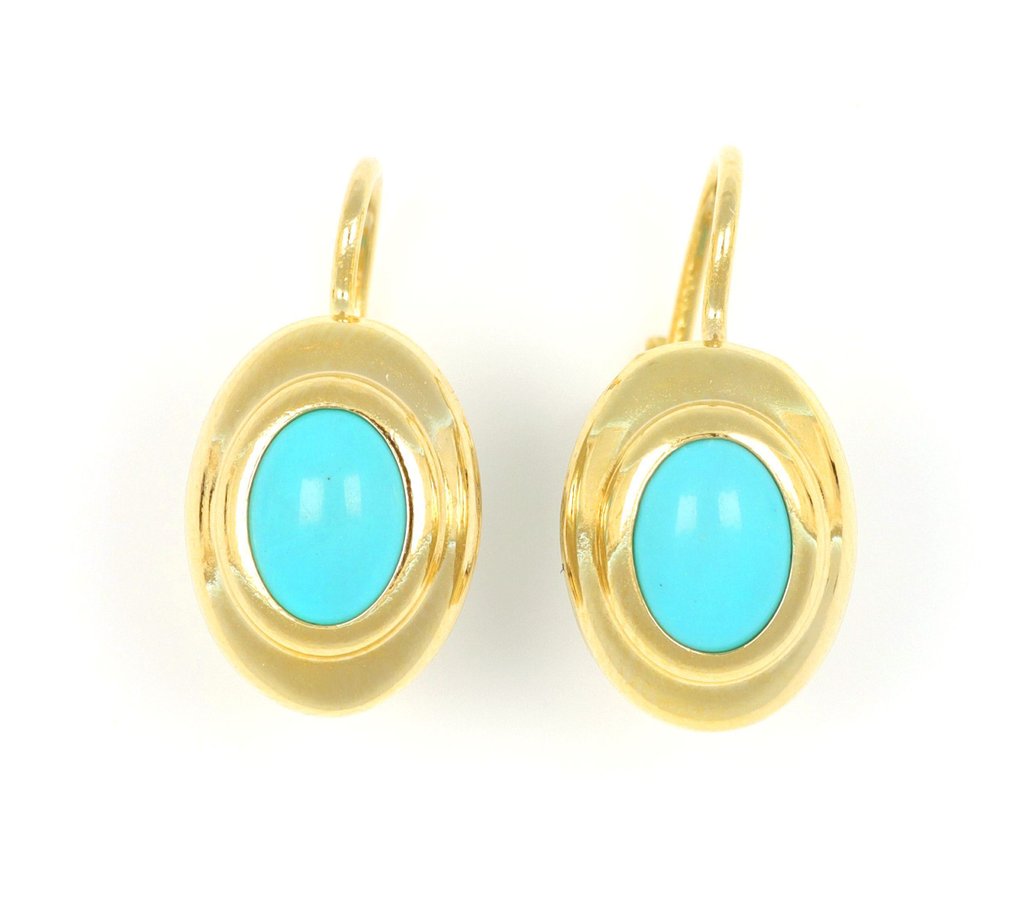 χωρίς τιμή ασφαλείας - Σκουλαρίκια - 18 καράτια Κίτρινο χρυσό Τυρκουάζ #1.0