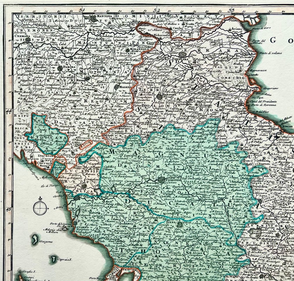 Italy - Tuscany, Umbria (Etruria), Lazio (Papal State); Ch. Weigel / J. E. Adelbulner - Tabula Etruriae et Status Ecclestiast [...] - 1701-1720 #2.1