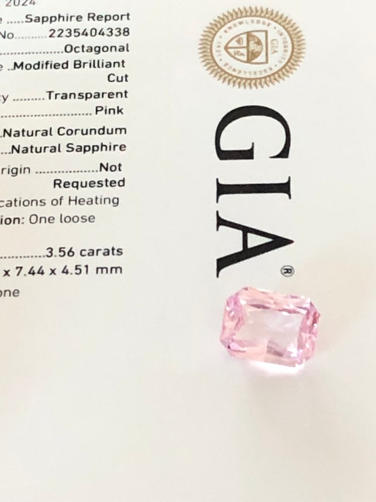 1 pcs Ροζ Ζαφείρι - 3.56 ct - Gemological Institute of America (GIA) #3.2