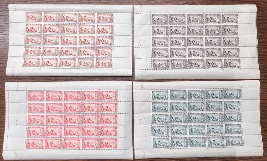 Tunisia 1942 - Secours National - the complete series in sheets of 25 copies - new** - value = 225 euros - Yvert n°245 à 248 #1.0