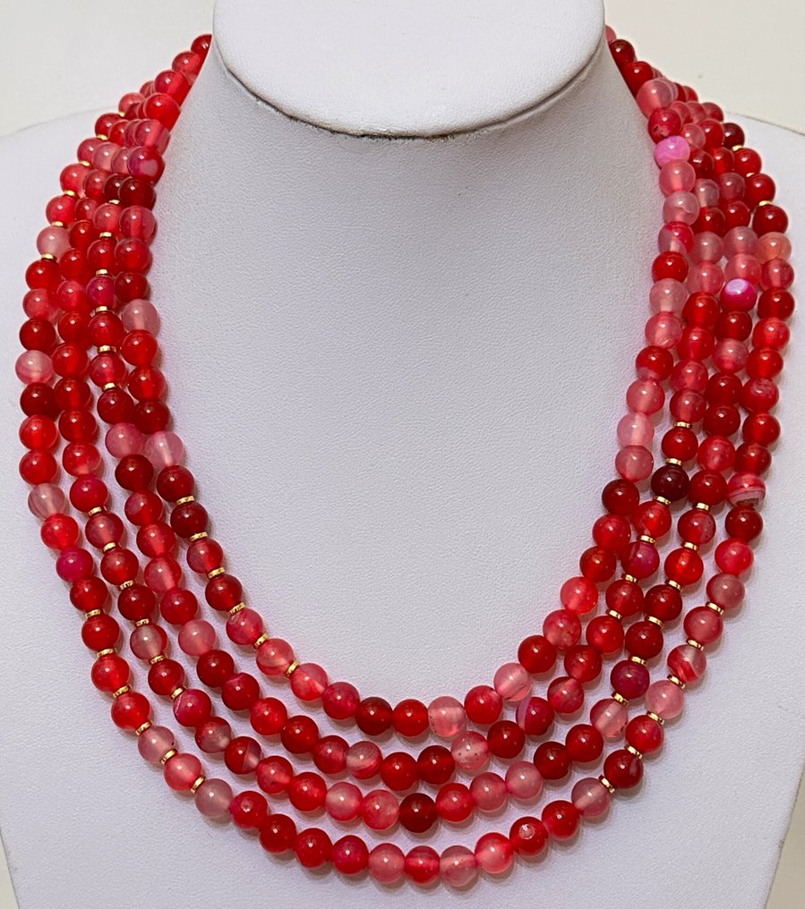 自然的红玛瑙与天主教十字架，镶嵌锆石。所有圣人的保护者。 - 吊坠项链 - Con cierra de Plata 925 #3.2