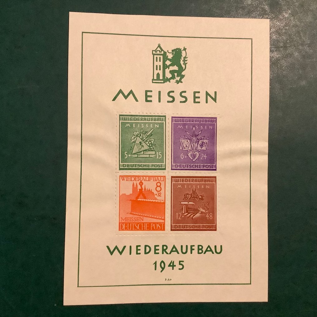 Γερμανία - Τοπικά ταχυδρομεία 1946 - Meissen: Μπλοκ ανακατασκευής - έκδοση 6.000 μπλοκ. - Michel blok 1 #1.0