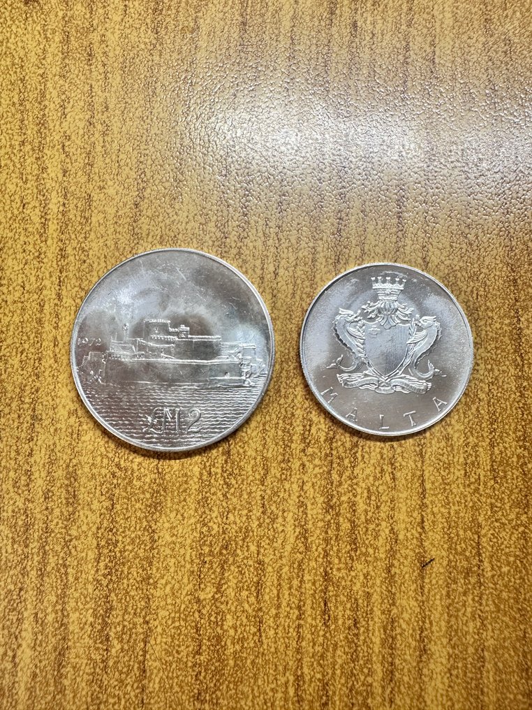 Malta. 1 lira, 2 lire 1972 (2 monete)  (No reserve price) #1.0