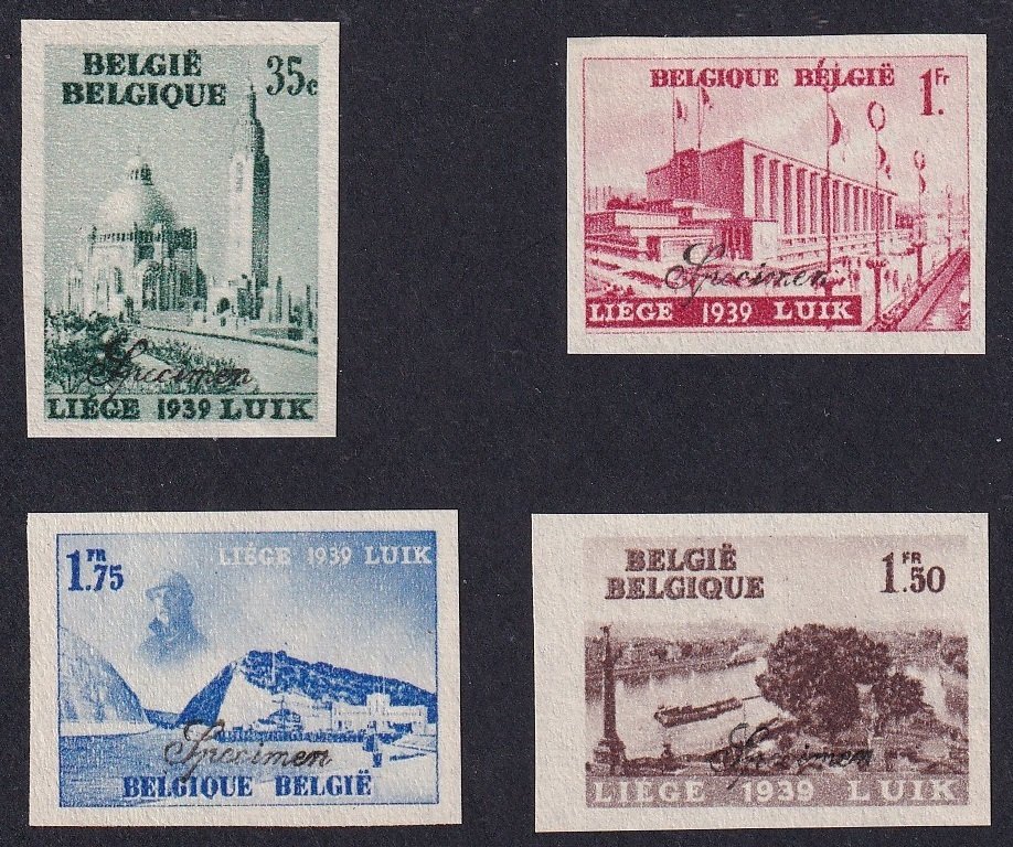比利时 1938 - ONGETAND 国际水展在卢森堡举行,展出“Specimen”——稀有品,限量200件。 - OBP 484/87 #1.0