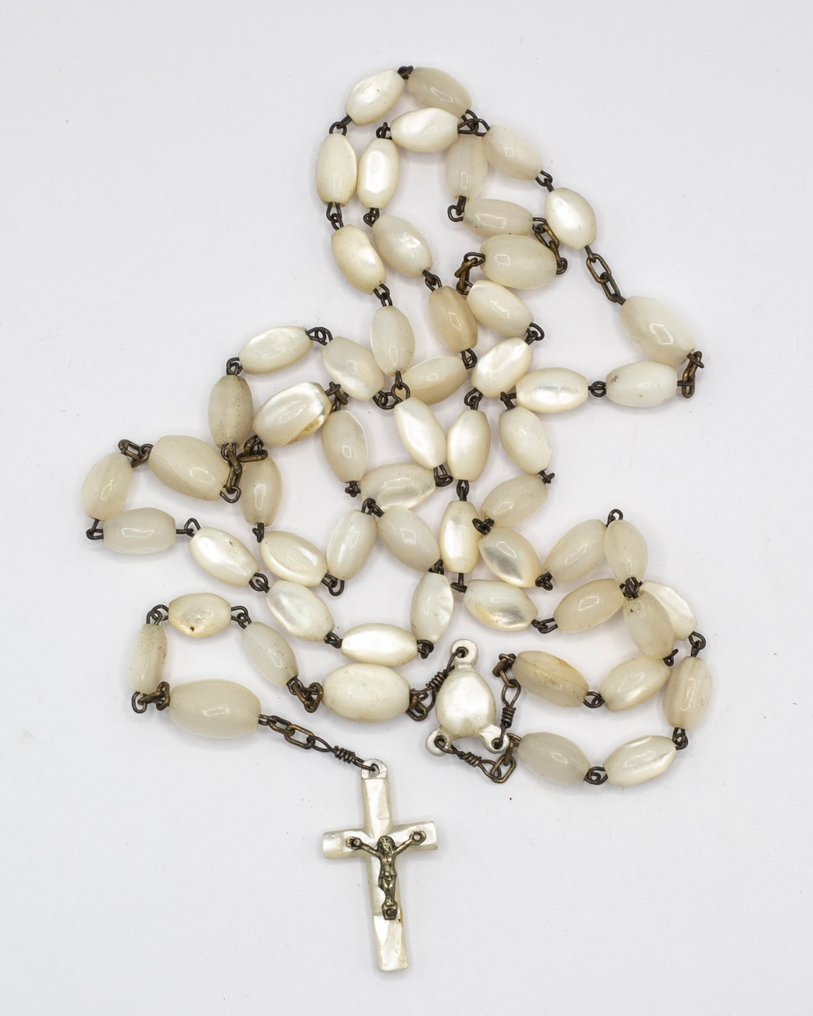  Rosary - Madreperla - 1940-1950 - Case with Papal coat of arms - Paul VI  #2.1