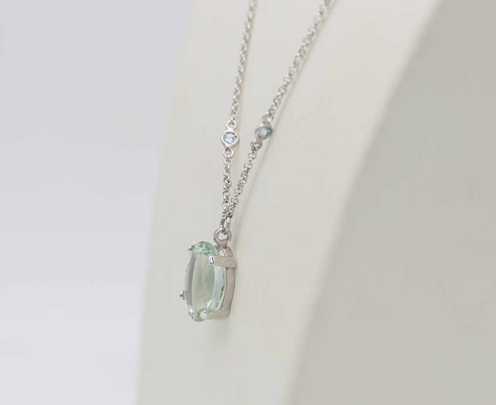 Κολιέ με μενταγιόν - 18 καράτια Λευκός χρυσός Ακουαμαρίνης - Ακουαμαρίνης #3.2