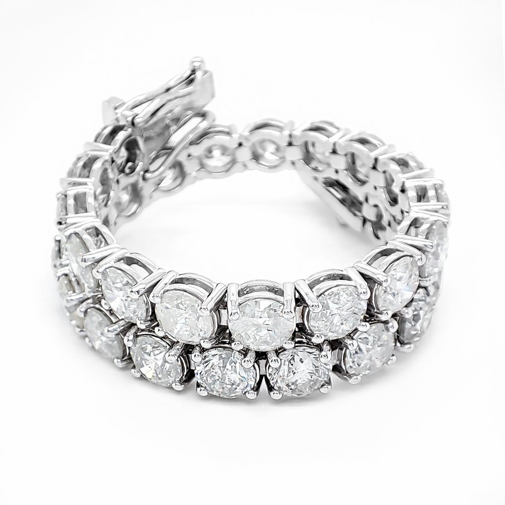 手鈪 - 14 克拉 白金 -  17.55ct. tw. 鉆石 (天然) #2.1