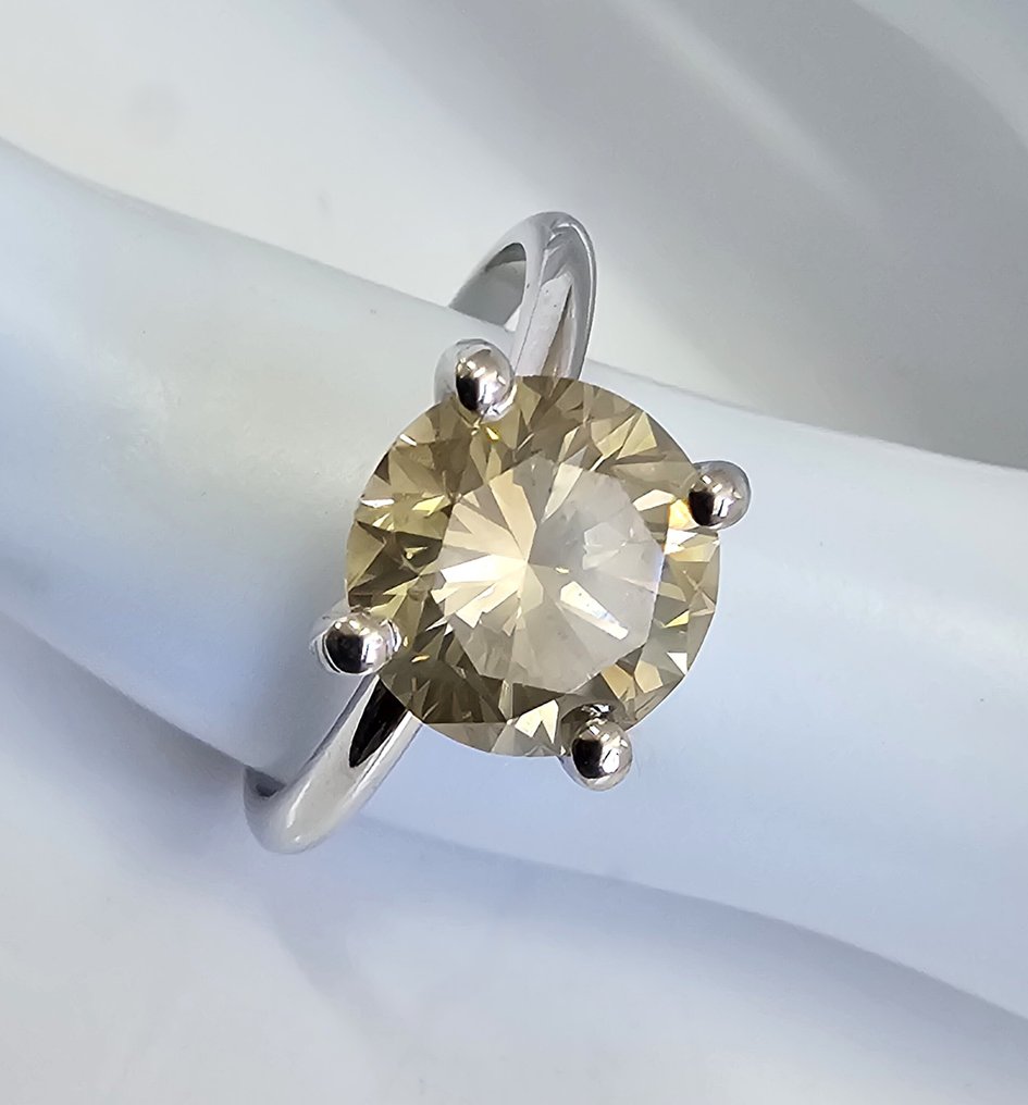 χωρίς τιμή ασφαλείας - Δαχτυλίδι - 14 καράτια Λευκός χρυσός -  2.71ct. tw. Διαμάντι (Φυσικό) - Διαμάντι - Fancy Gray Yellow #1.0