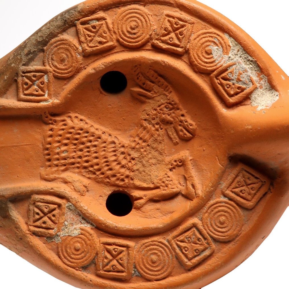 古羅馬 Terracotta 带山羊的油灯 #1.0