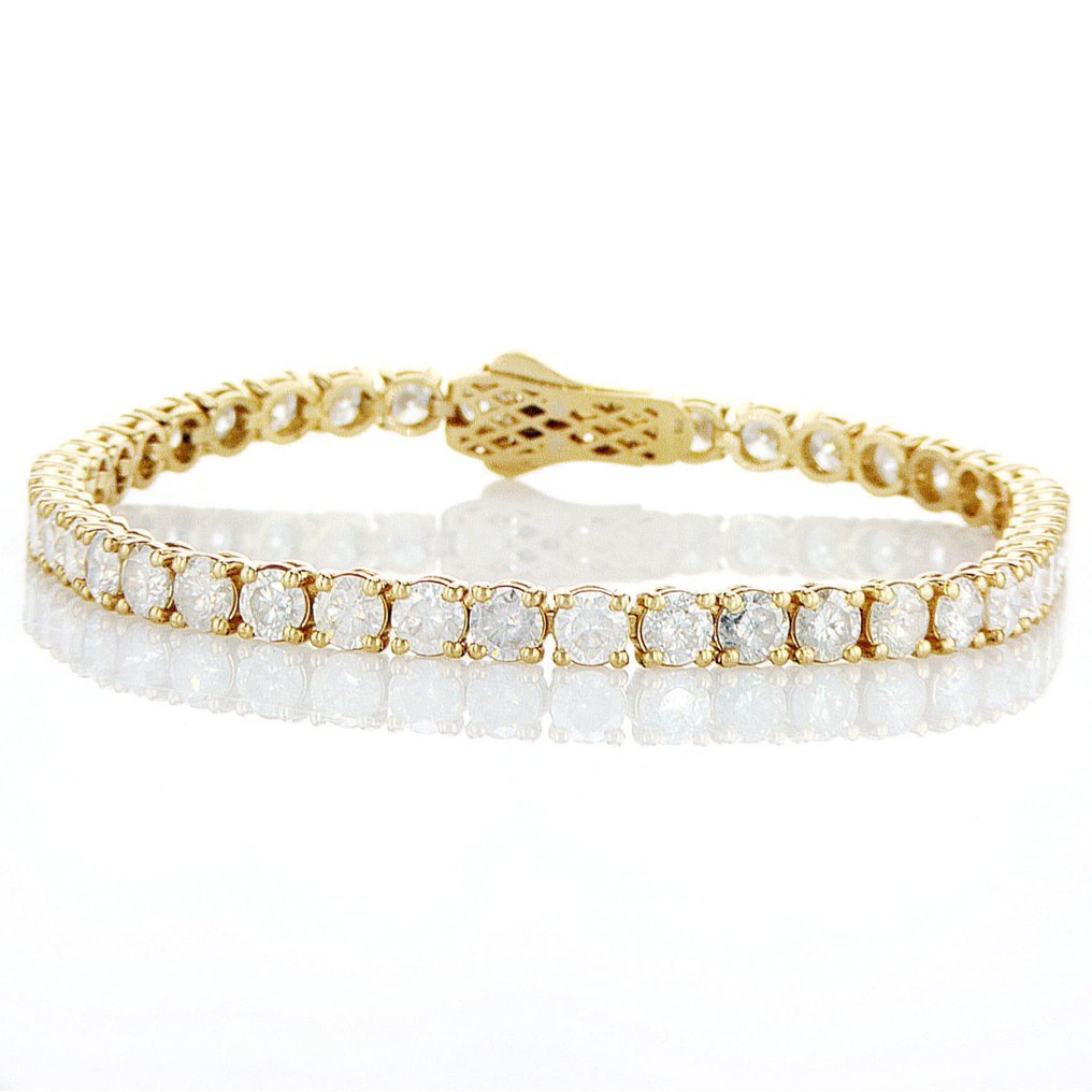 χωρίς τιμή ασφαλείας - Βραχιόλι - 14 καράτια Κίτρινο χρυσό -  8.55ct. tw. Διαμάντι (Φυσικό) - D-F Χρώμα VS2-I1 #1.0