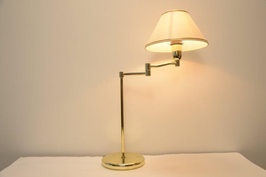 Lampe de bureau - Lampe de table/bureau classique avec bras pivotant - Laiton, Lin, Métal #4.3