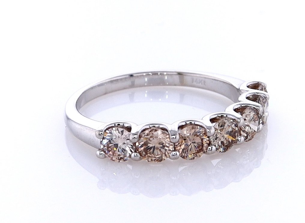 没有保留价 - 戒指 - 14K包金 白金 -  1.19ct. tw. 钻石 (天然色彩的) #1.0