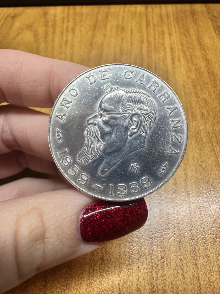 Μεξικό. 5 Pesos 1959 Año de Carranza (χωρίς τιμή ασφαλείας) #1.0