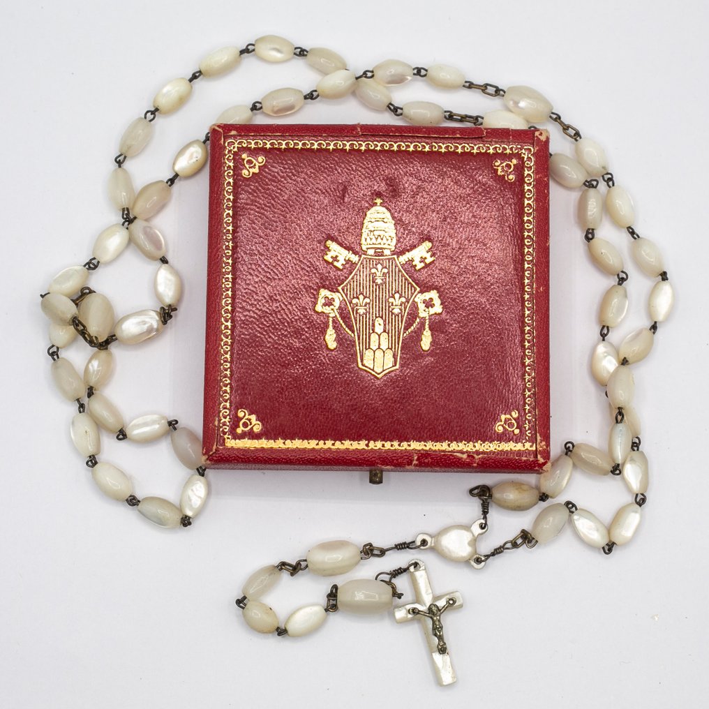  Rosary - Madreperla - 1940-1950 - Case with Papal coat of arms - Paul VI  #1.0