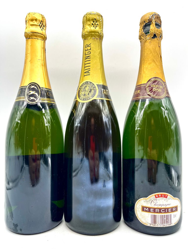 Taittinger, Mercier, Brut Réserve - Champagne Brut, 1er Cru, Brut reserve - 3 Flaskor (0,75L) #1.0