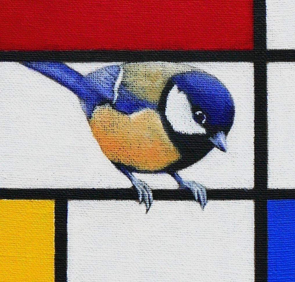 Jos Verheugen - Free after Mondrian, with Robin and Great Tit (M1090) #4.3