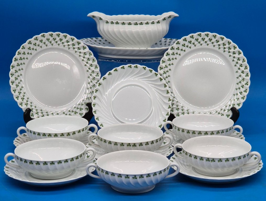 Dinner set - Haviland Limoges – Suppenservice mit Kleeblattdekor – Porzellan - Porcelain #1.0