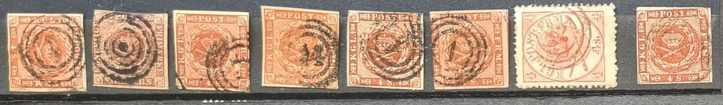 Denmark  - B329) 1851-1950 coat of arms, very fine, town cancellations on 10 photos. #1.0