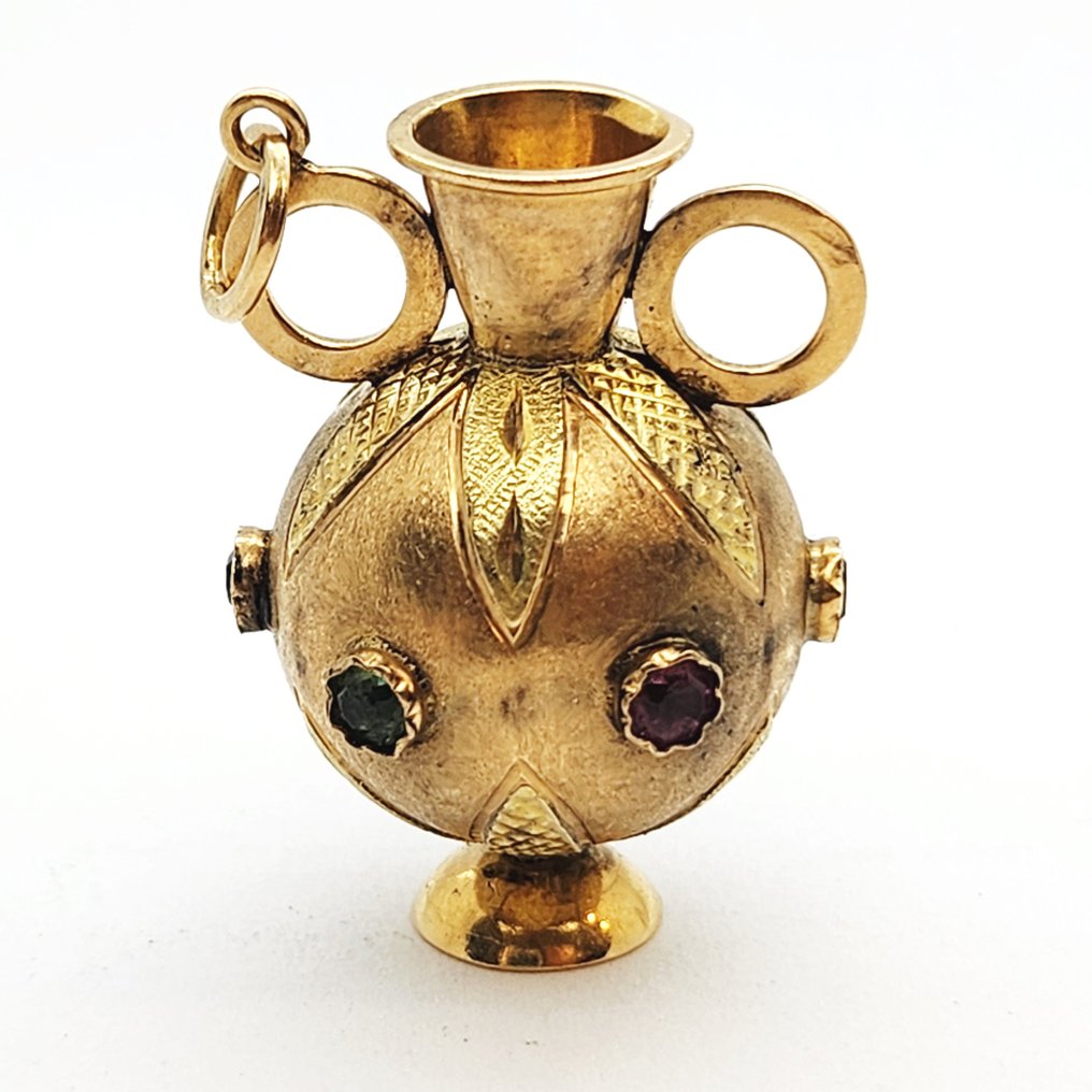 Κολιέ με μενταγιόν - 18 καράτια Κίτρινο χρυσό -  0.55ct. tw. Συνθετικός πολύτιμος λίθος #1.0