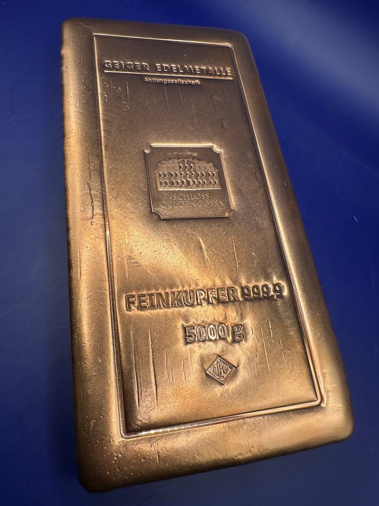 5 Kilograms Copper .999 - Geiger Edelmetalle, Germany - Com certificado  (Sem preço de reserva) #1.0