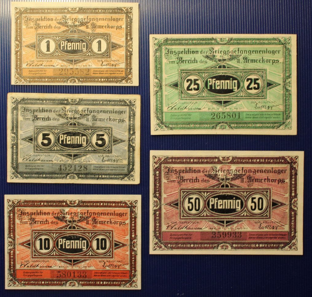 Alemanha. - 11 banknotes - POW  - Various German Camps 1917  (Sem preço de reserva) #1.0