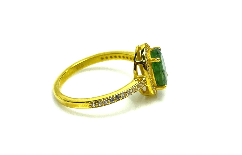 χωρίς τιμή ασφαλείας - Statement δαχτυλίδι Ασημί -  2.10ct. tw. Σμαράγδι - Τοπάζιο - Ανθρακωμένος Σκουλαρίκι #4.3