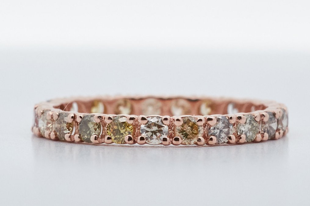 χωρίς τιμή ασφαλείας - Δαχτυλίδι - 14 καράτια Ροζ χρυσό -  1.10ct. tw. Διαμάντι (Φυσικού χρώματος) #2.1