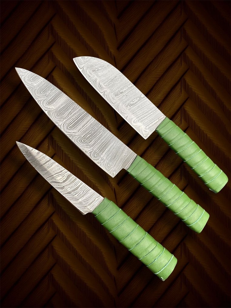 廚刀 -  Hand Crafted Style 的日本料理套装 - 钢铁与皮革 - 北美 #3.2