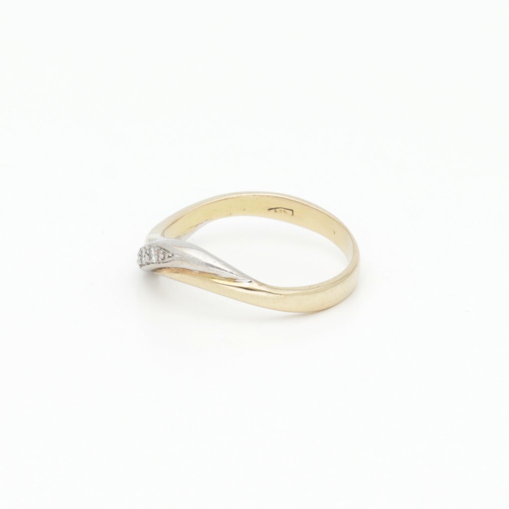 Δαχτυλίδι - 14 καράτια Κίτρινο χρυσό, Λευκός χρυσός -  0.03ct. tw. Διαμάντι (Φυσικό)  #2.1