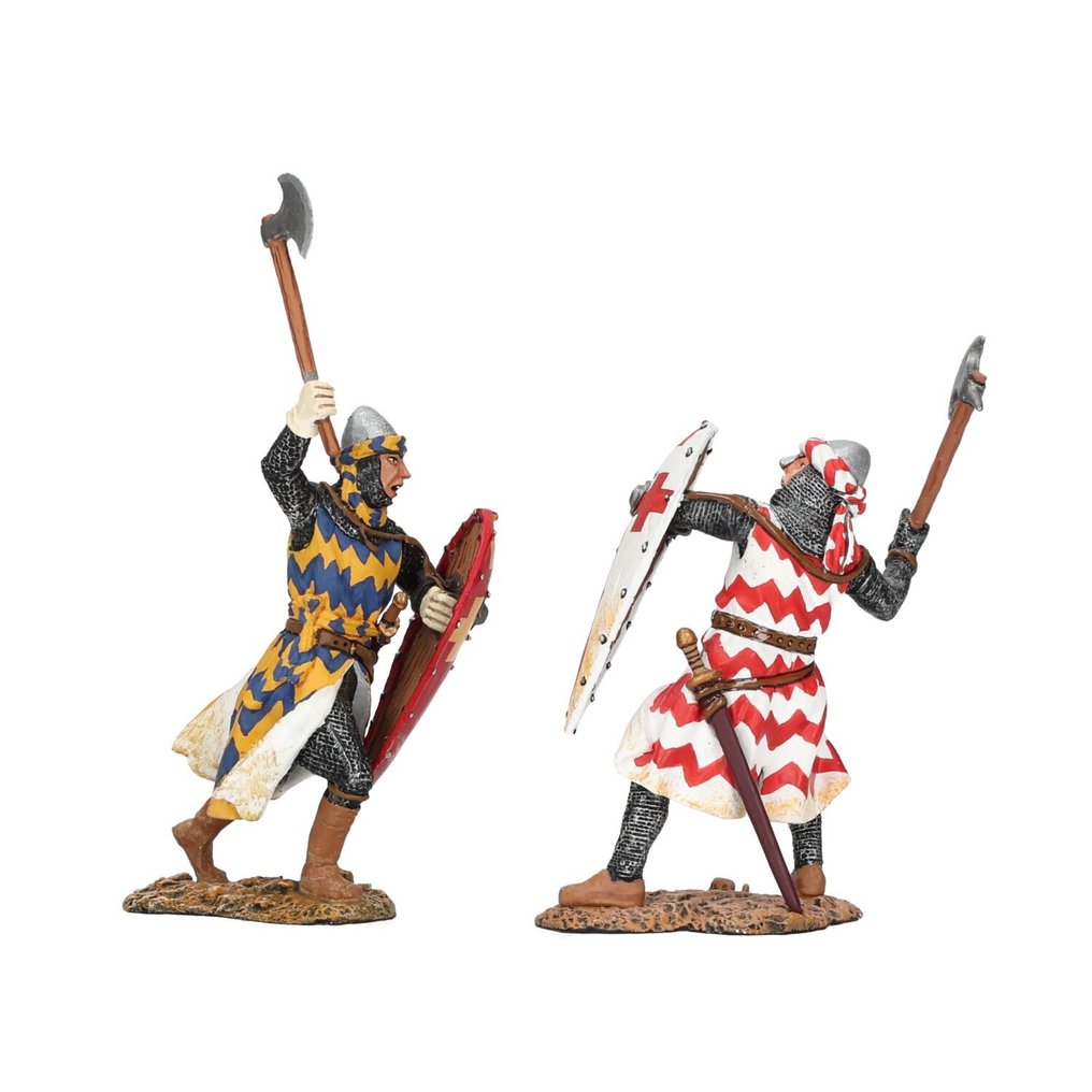 King & Country - Crusaders & Saracens - Crusaders - Φιγούρα - MK023 Attacking w/Axe / MK046 “Knight w/Axe” (3) - Λευκό μέταλλο #1.0