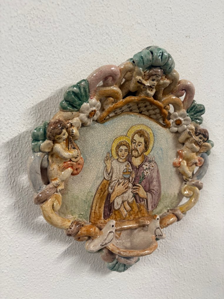  Κολυμβήθρα αγιασμού - 1950-1960 - Άγιος Ιωσήφ με το Βρέφος Ιησού - 25 εκ  #2.1